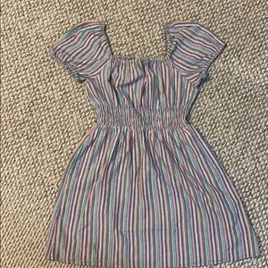 Rainbow striped peasant dress